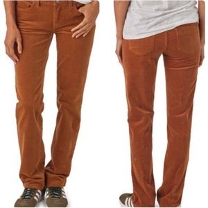 Patagonia low Rise Fitted Straight Leg Rust Corduroy Pants size 26